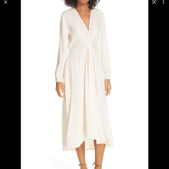 VINCE Long Sleeve Twist Drape Dress Color Oat Blush Size